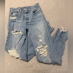 Distressed Levi’s  Blue Jeans